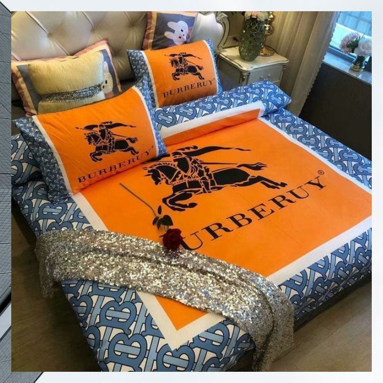 Burberry Blue Orange Duvet Cover Pillow Cases Quilt Bedding Set Burberry Blue Orange Duvet Cover Pillow Cases Quilt Bedding Set