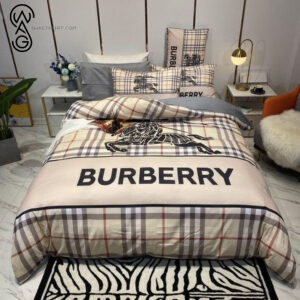 Burberry Cream Logo Full Print Bedding Set