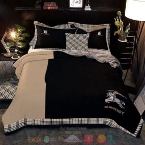 Burberry Khaki Black Quilt Bedding Set