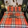 Burberry London Orange Plaid Bedding Set