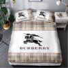 Burberry White Khaki Bedding Set