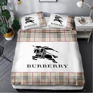 Burberry White Khaki Bedding Set