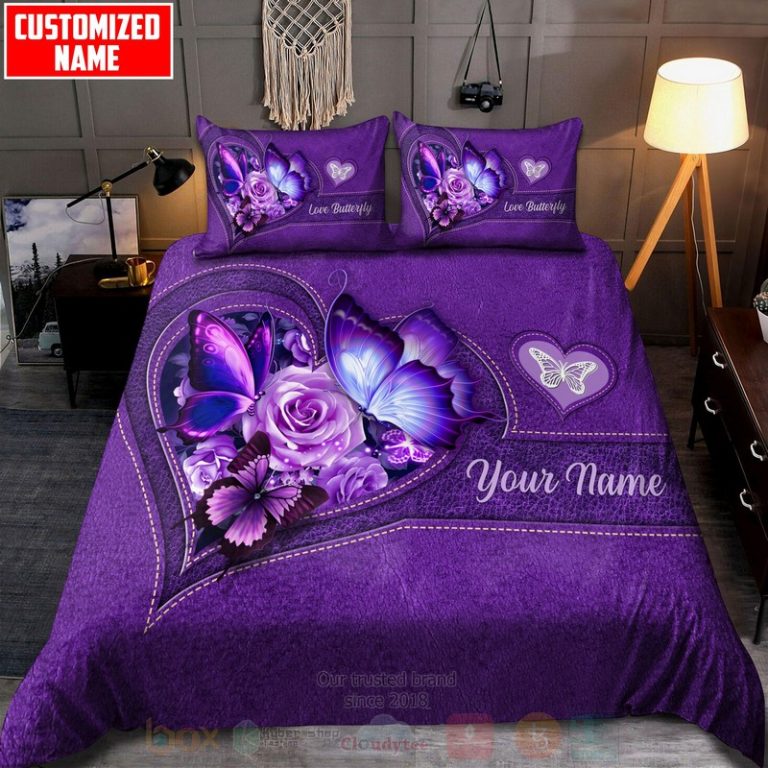 Butterfly-Flower-Heart-Custom-Name-Bedding-Set-1