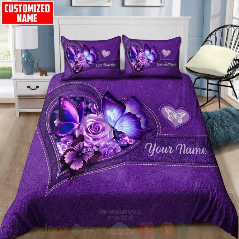 Butterfly-Flower-Heart-Custom-Name-Bedding-Set-2