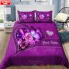 Butterfly-Flower Heart Custom Name Pink Bedding Set