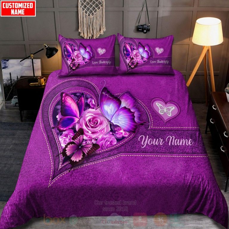 Butterfly-Flower-Heart-Custom-Name-Pink-Bedding-Set-2