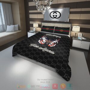 Butterfly L’Aveugle Par Amour Gucci Black Quilt Bedding Set