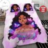 Butterfly Pink Black Girl Personalized Name Duvet Cover Bedding Set