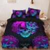 Cannabis Skull Pattern Purple Bedding Set