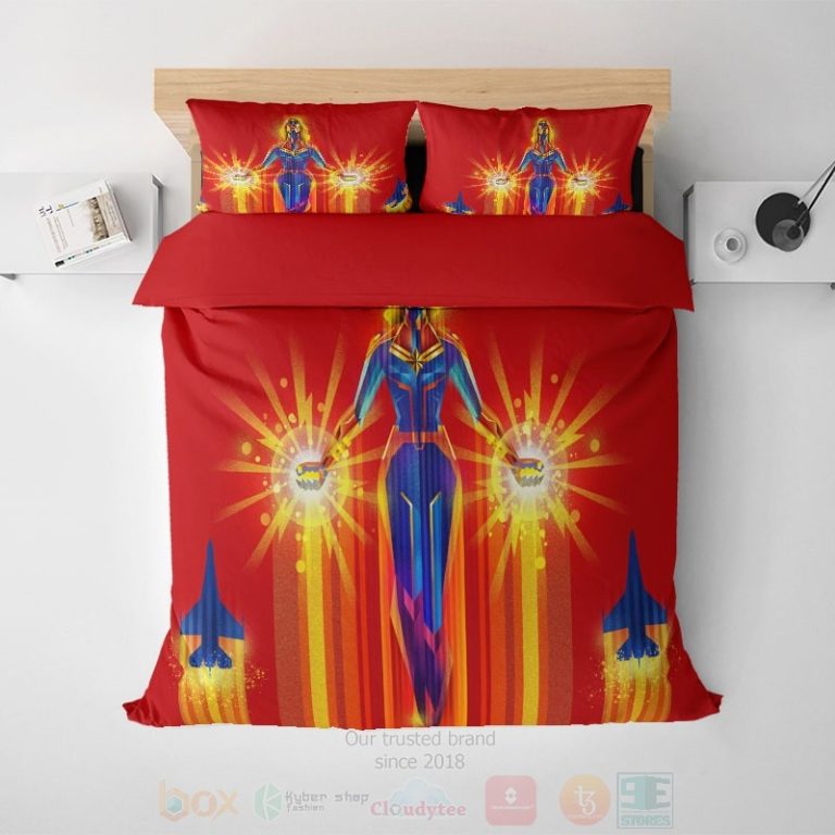 Captain-Marvel-Air-Force-1-Comic-Style-Bedding-Set-1