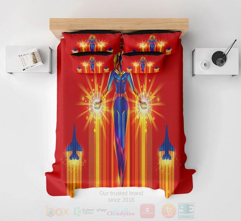 Captain-Marvel-Air-Force-1-Comic-Style-Bedding-Set-2