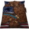 Carolina Panthers Nfl American Flag Leather Pattern Bedding Set