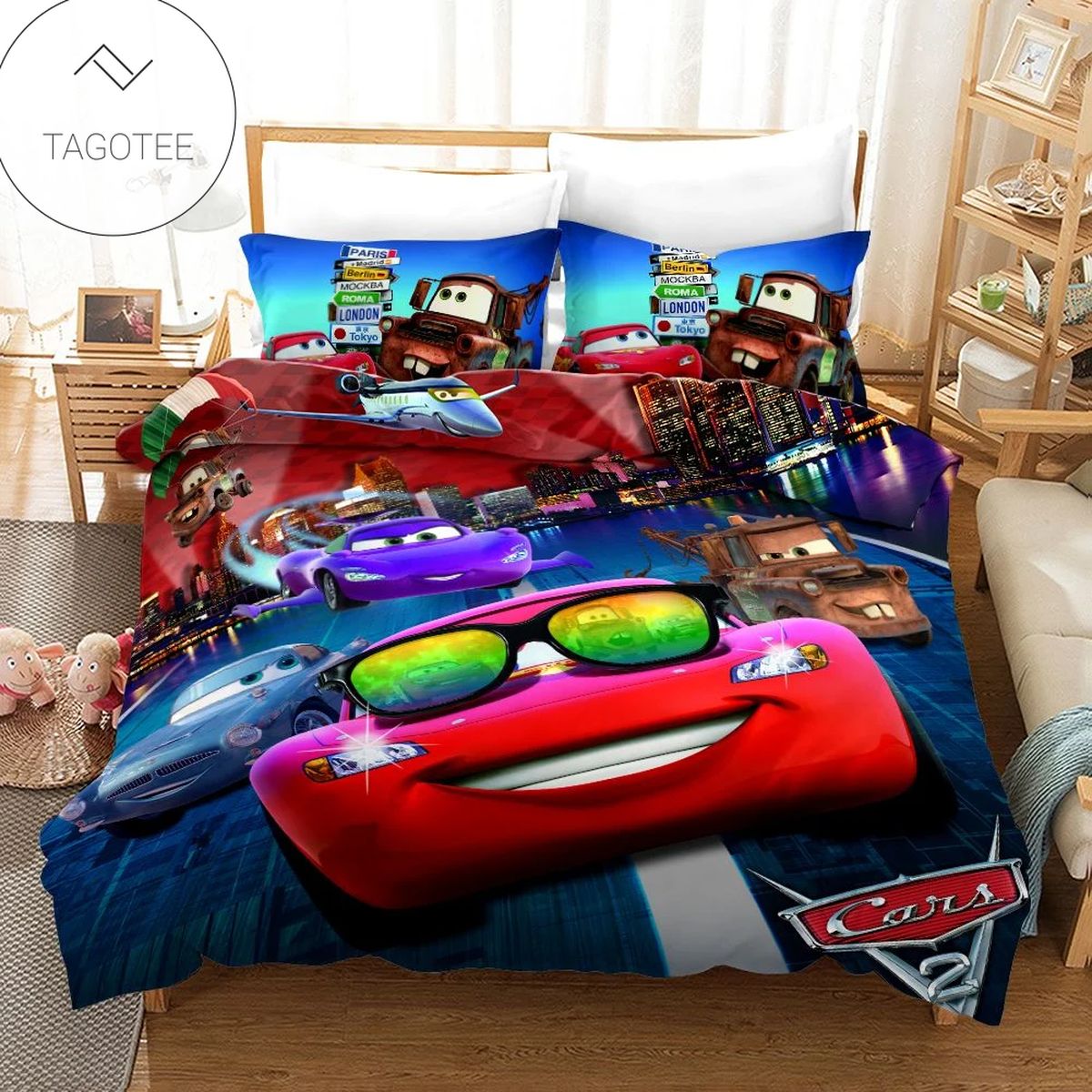 Cars On The Race Cars 2 Animated Movie Bedding Set (Duvet Cover & Pillow Cases) Cars On The Race Cars 2 Animated Movie Bedding Set (Duvet Cover & Pillow Cases)