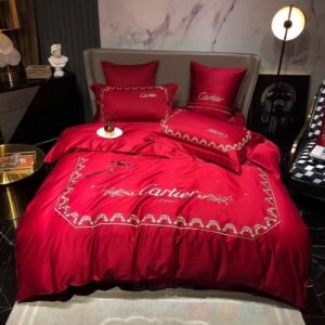 Cartier Paris Full Red Luxury Brand Bedding Set