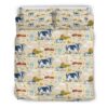 Cartoon Dairy Cow Farm Pattern Print Duvet Cover and Pillowcase Set Bedding Set