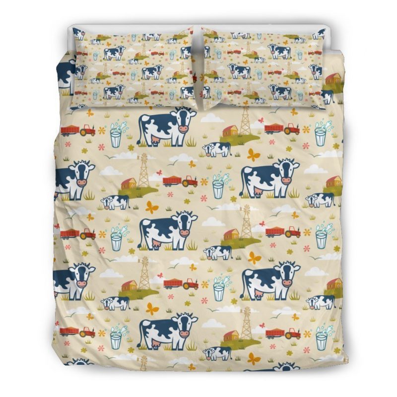 Cartoon Dairy Cow Farm Pattern Print Duvet Cover and Pillowcase Set Bedding Set Cartoon Dairy Cow Farm Pattern Print Duvet Cover and Pillowcase Set Bedding Set