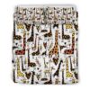 Cartoon Giraffe Pattern Print Duvet Cover and Pillowcase Set Bedding Set