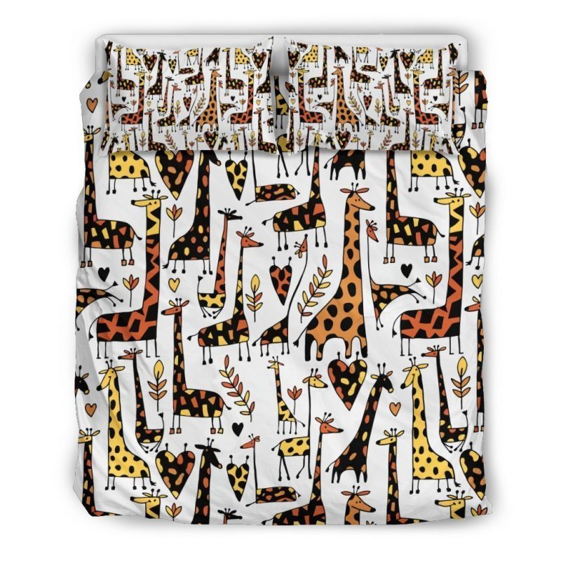 Cartoon Giraffe Pattern Print Duvet Cover and Pillowcase Set Bedding Set Cartoon Giraffe Pattern Print Duvet Cover and Pillowcase Set Bedding Set