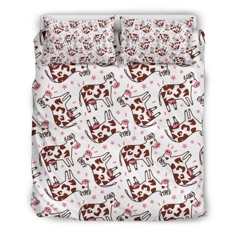 Cartoon Happy Dairy Cow Pattern Print Duvet Cover and Pillowcase Set Bedding Set Cartoon Happy Dairy Cow Pattern Print Duvet Cover and Pillowcase Set Bedding Set