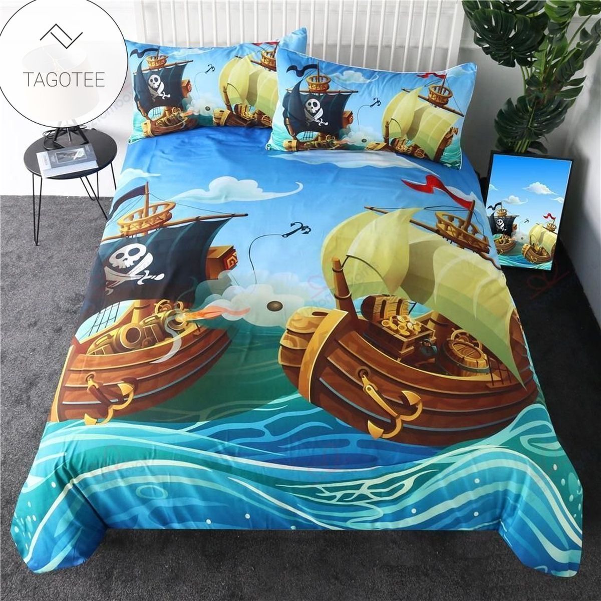 Cartoon Pirate Ship Bedding Set (Duvet Cover & Pillow Cases) Cartoon Pirate Ship Bedding Set (Duvet Cover & Pillow Cases)
