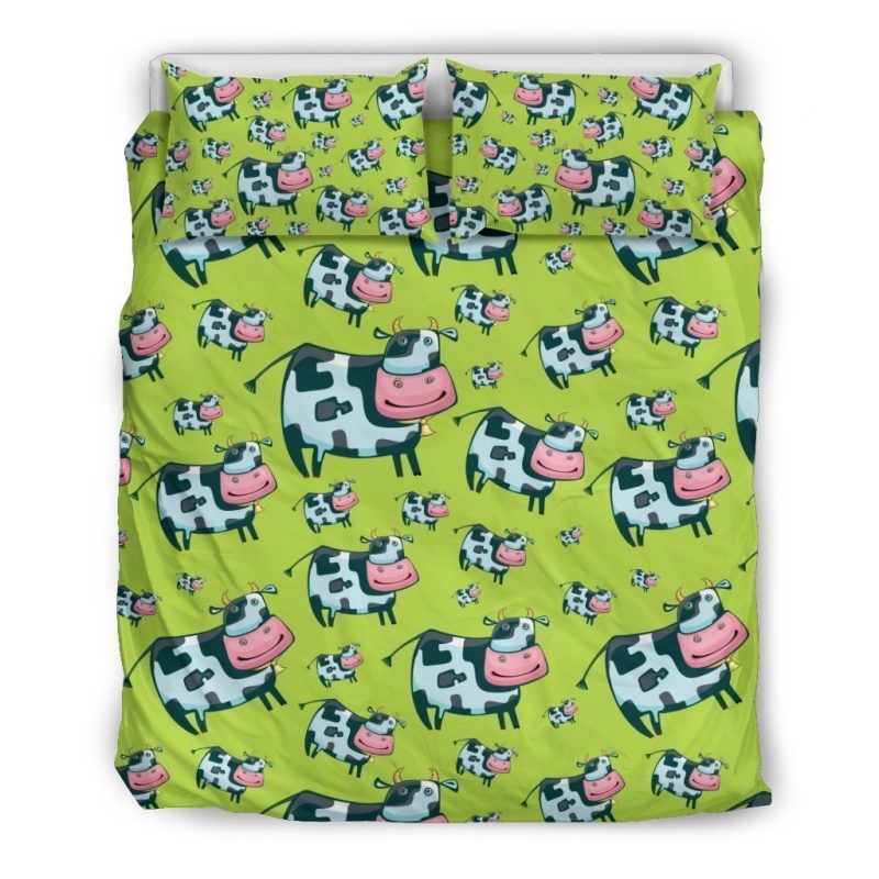 Cartoon Smiley Cow Pattern Print Duvet Cover and Pillowcase Set Bedding Set Cartoon Smiley Cow Pattern Print Duvet Cover and Pillowcase Set Bedding Set