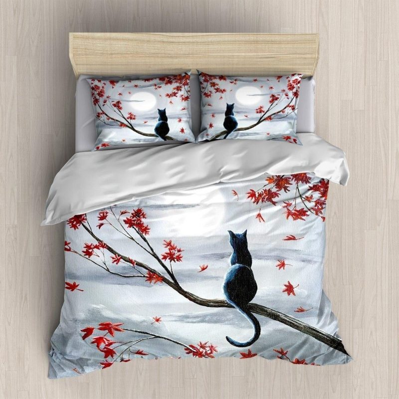 Cat And Flowers Duvet Cover and Pillowcase Set Bedding Set Cat And Flowers Duvet Cover and Pillowcase Set Bedding Set