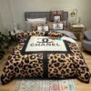 Chanel Cn Luxury Brand White Leopard Pattern Bedding Set