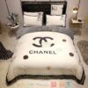 Chanel Luxury Brand Flowers White Bedding Set