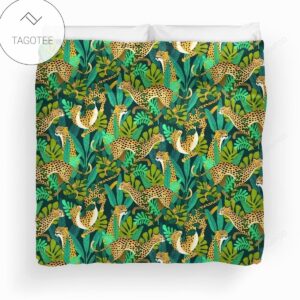 Cheetah Jade Jungle Pattern Duvet Cover Bedding Set