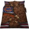 Chicago Bears Nfl American Flag Leather Pattern Bedding Set