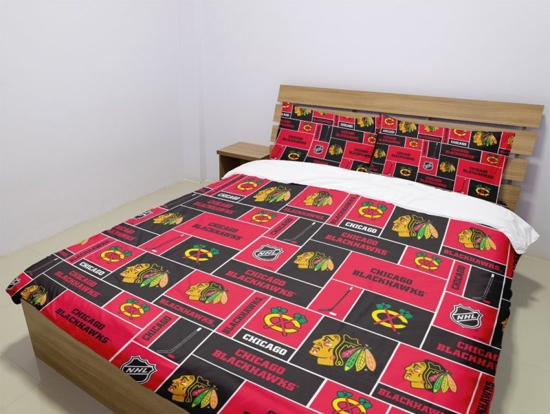 Chicago Blackhawks Duvet Cover and Pillowcase Set Bedding Set 105 Chicago Blackhawks Duvet Cover and Pillowcase Set Bedding Set 105