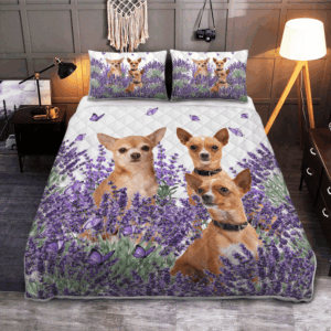 Chihuahua Lavender Quilt Bedding Set