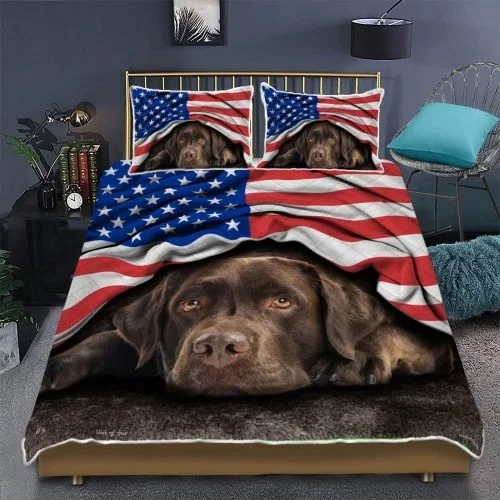 Chocolate-Labrador-American-Patriot-Quilt-Bedding-Set-2
