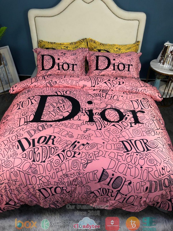 Christian Dior Black Pattern Pink Duvet Cover Bedding Set Christian Dior Black Pattern Pink Duvet Cover Bedding Set