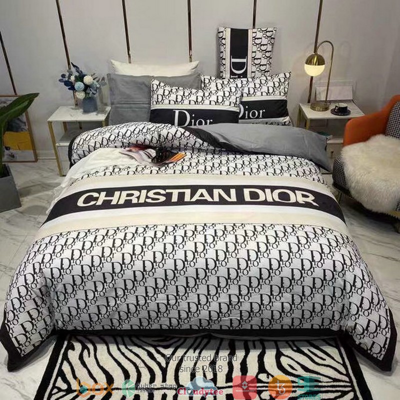 Christian Dior Black Pattern White Duvet Cover Bedding Set Christian Dior Black Pattern White Duvet Cover Bedding Set