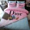 Christian Dior Blue Pink Symbol Full Print Bedding Set