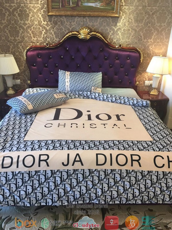Christian Dior Blue White Duvet Cover Bedding Set Christian Dior Blue White Duvet Cover Bedding Set