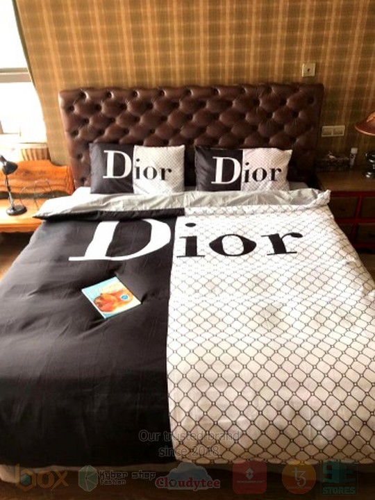 Christian Dior Cream-Black Inspired Bedding Set Christian Dior Cream-Black Inspired Bedding Set