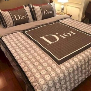 Christian Dior Light Brown Logo All Over Print Bedding Set