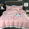 Christian Dior Light Pink Logo All Over Print Bedding Set