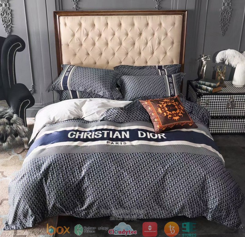 Christian-Dior-Navy-Quilt-Bedding-Set-1