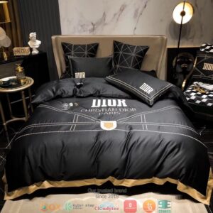 Christian Dior Paris Black Duvet Cover Bedding Set