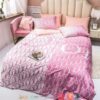 Christian Dior Pink And White Duvet Cover Bedding Set
