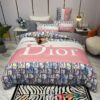 Christian Dior Pink Blue Duvet Cover Bedding Set