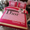 Christian Dior Pink Logo Full Print Bedding Set