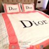 Christian Dior White Pink Border Duvet Cover Bedding Set