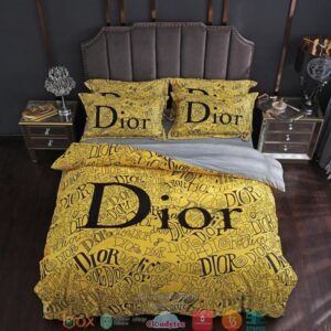 Christian Dior Yellow Duvet Cover Bedding Set