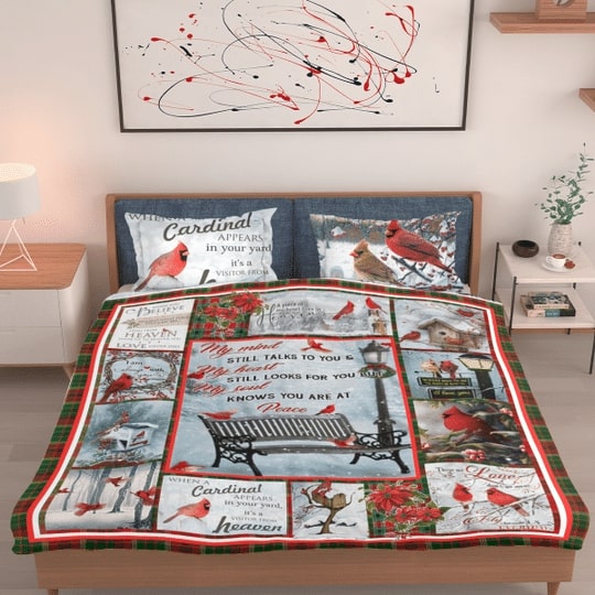 Christmas Cardinal My Mind Still Talks To You All Over Printed Bedding Set Christmas Cardinal My Mind Still Talks To You All Over Printed Bedding Set