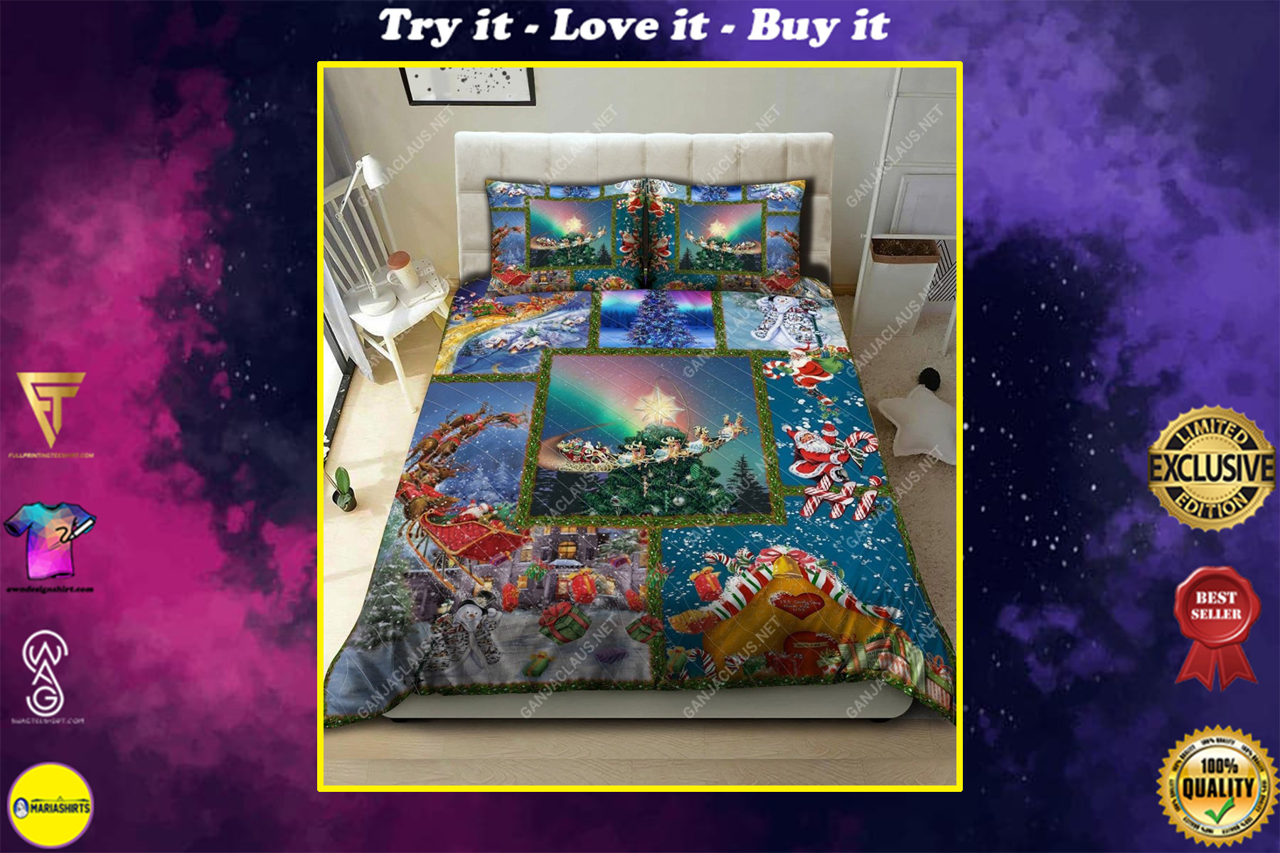 Christmas Night Full Printing Bedding Set Christmas Night Full Printing Bedding Set