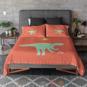 Christmas Super Dino Color Overlap Kids Animal Bedding Set